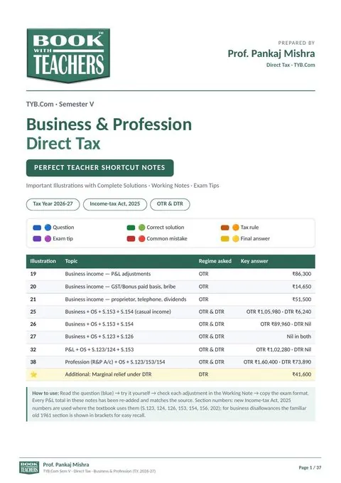 TYBCom Direct Tax Business and Profession notes cover